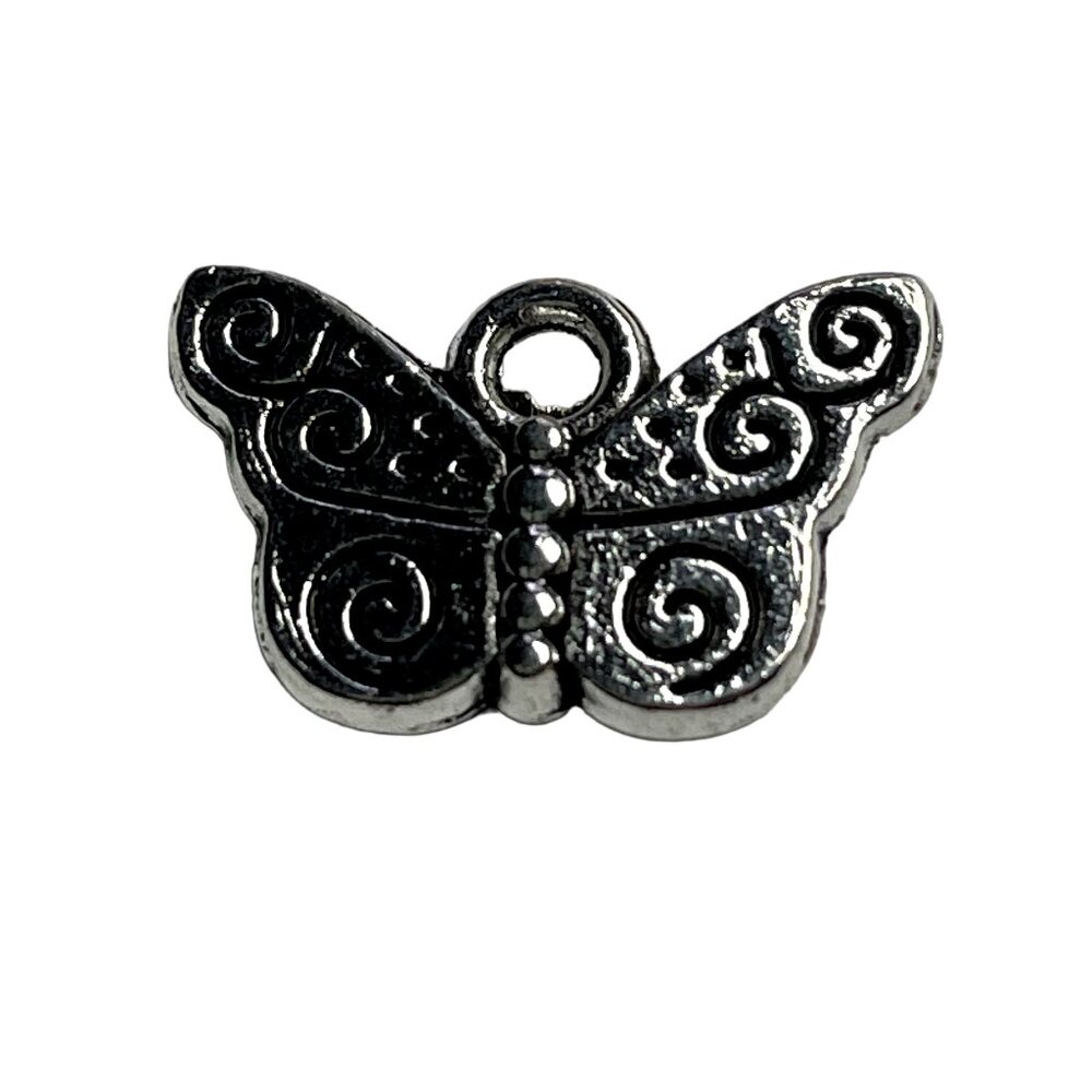 Butterfly Pendant Silver Tone Charm Bracelet Necklace Jewelry Craft Dangle u